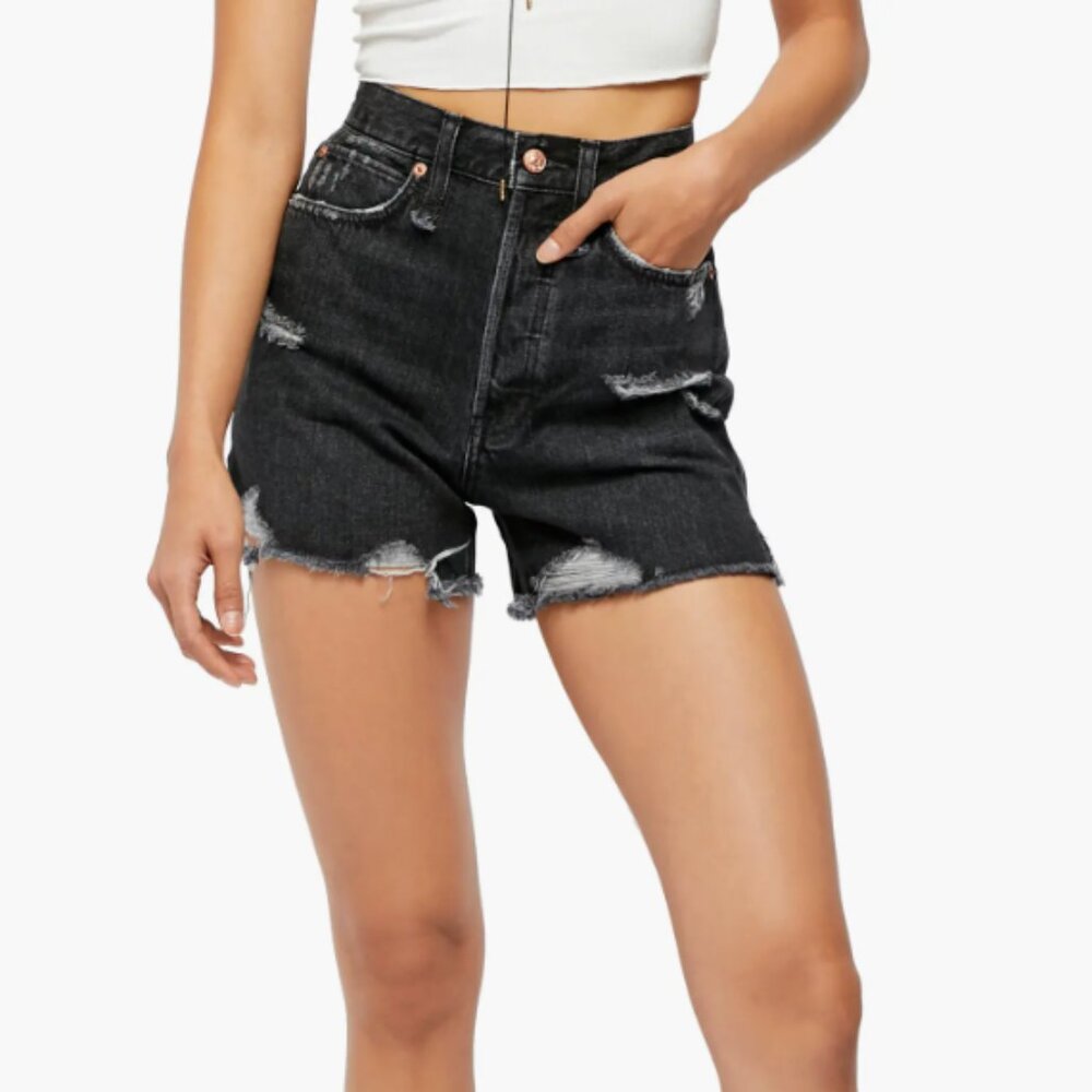 Free People Makai Ripped Cutoff Denim Shorts Size 27